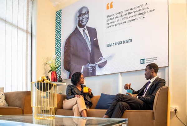 A picture and quote by the late BBC World News anchor Komla Dumor welcomes one to the AIIJJ. Image: Supplied