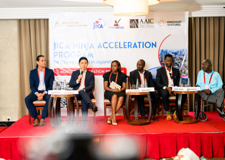 Speakers during a panel discussion after the official launch of the JICA NINJA Acceleration Program for Growth Stage Uganda - a transformative initiative designed to propel Uganda’s most promising growth-stage companies to new heights.