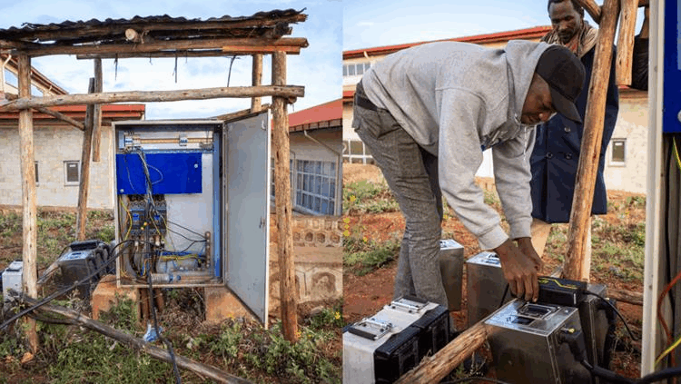 Charging batteries at Ethiopian Electric Utility station in Dila.
